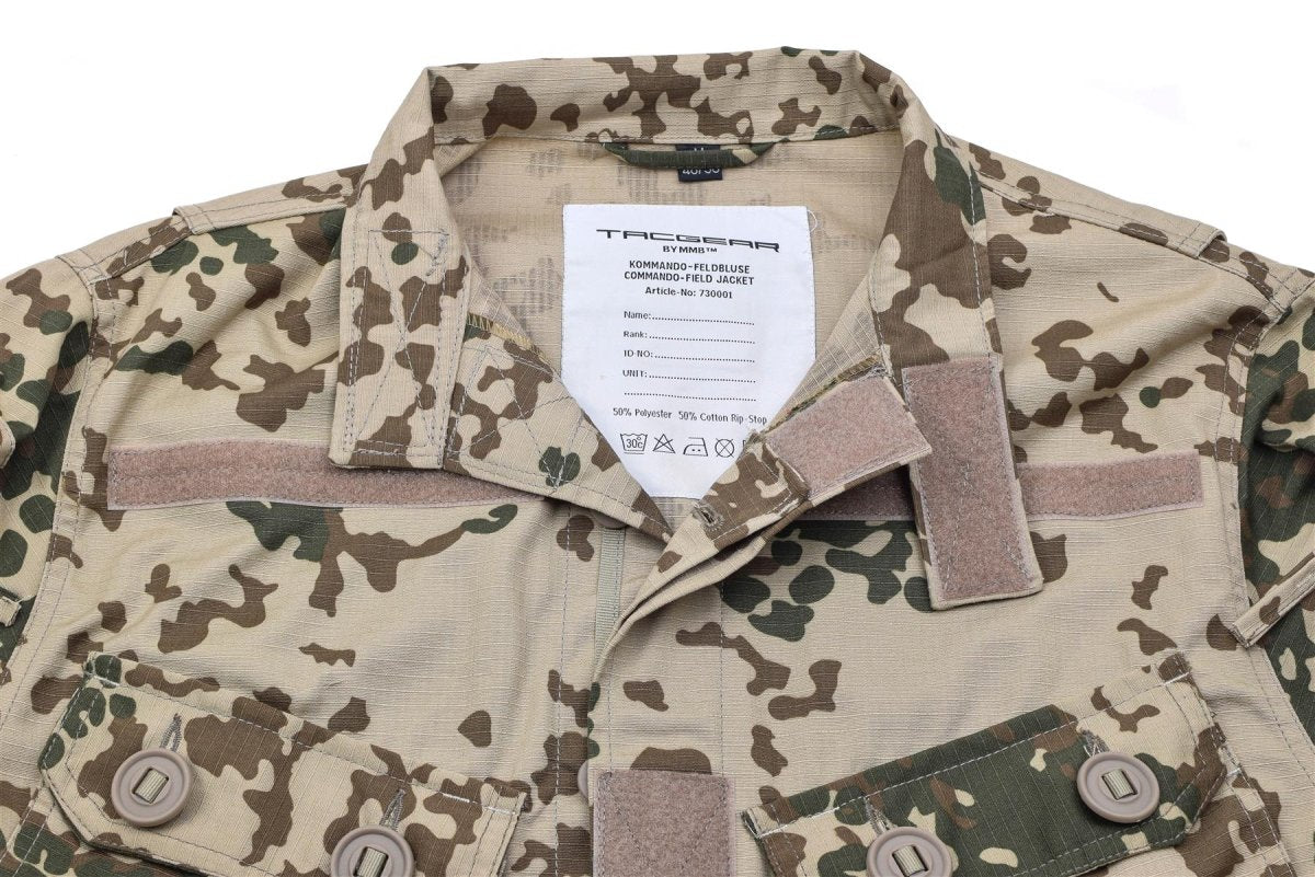 Veste de terrain commando de style militaire de marque TACGEAR, chemises de camouflage flecktarn du désert
