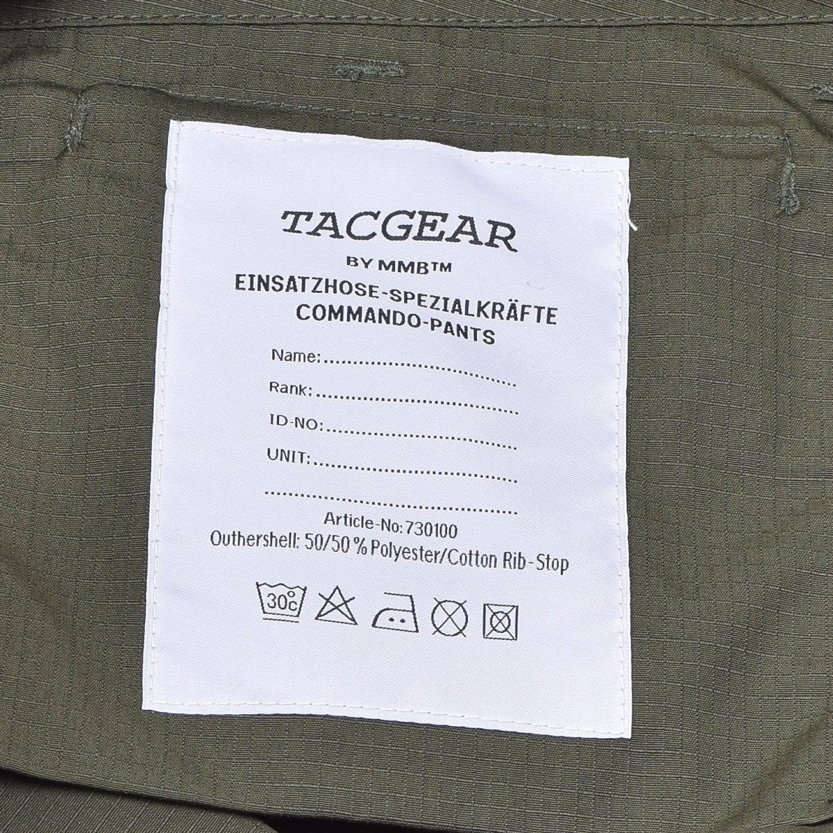 Pantalon cargo militaire TACGEAR en ripstop renforcé tactique olive