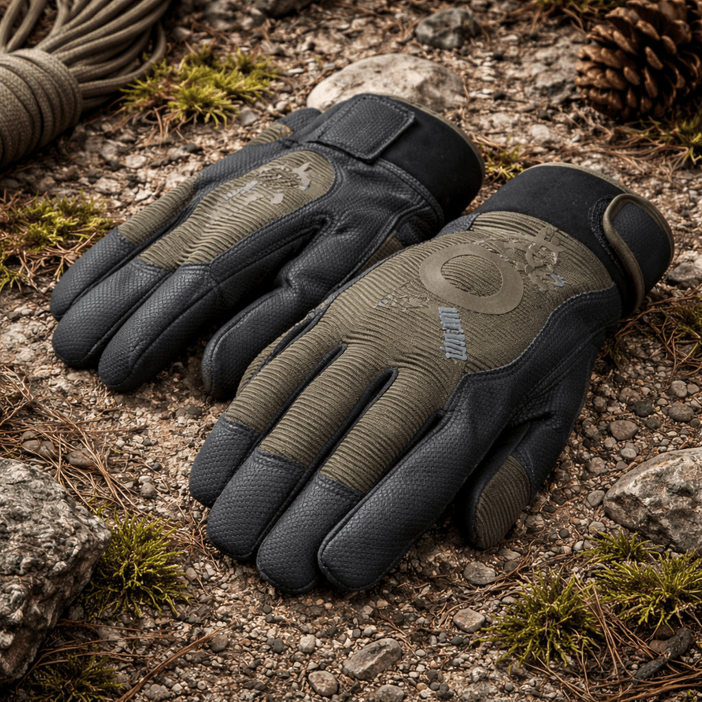TAMREX ProGrip Thermo Winter Gloves HexaGrip Leather Palm Insulated Olive