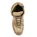 Top view of Teesar Tactical Multicam side zip boot with suede leather and camouflage fabric for outdoor use