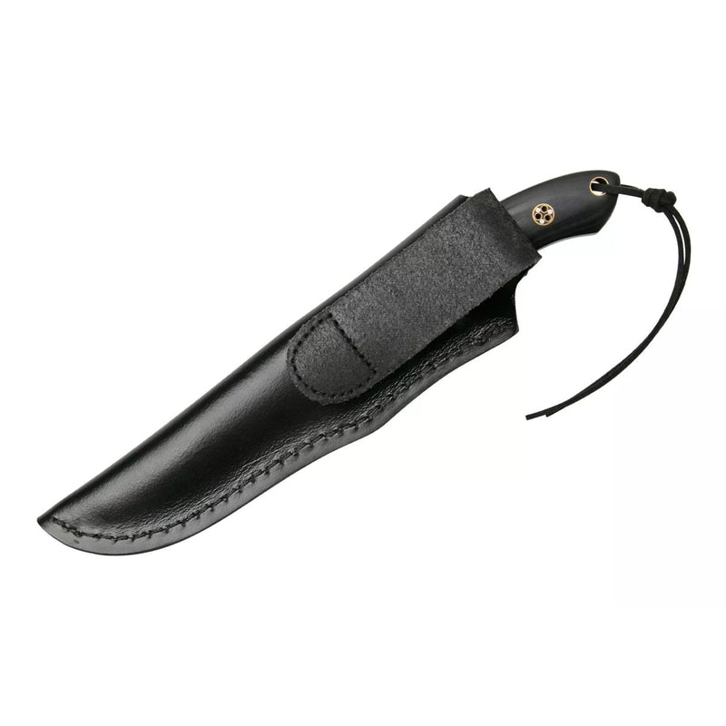 fixed blade hunting knife with leather sheath