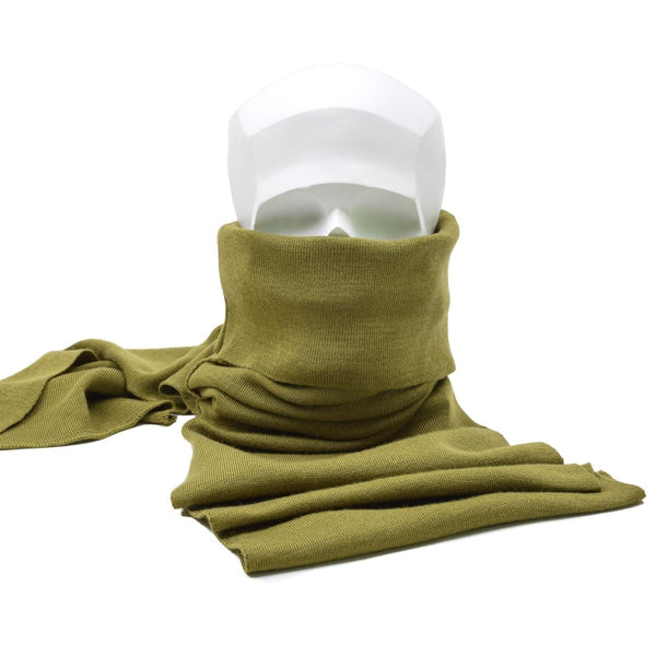 Scarf khaki original Dutch army khaki neck tube merino wool knit lightweight breathable winter