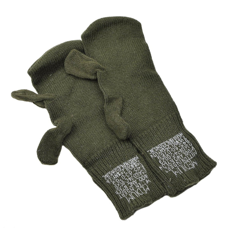 Vintage U.S. Military Trigger finger mittens wool warmers green army surplus