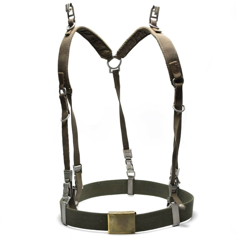 German army Y-strap suspenders belt webbing set system adjustable straps attachment buckles vintage