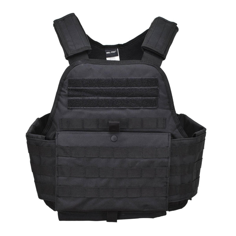 MIL-TEC tactical defence plate carrier vest combat equipment system hook and loop closure front and back black