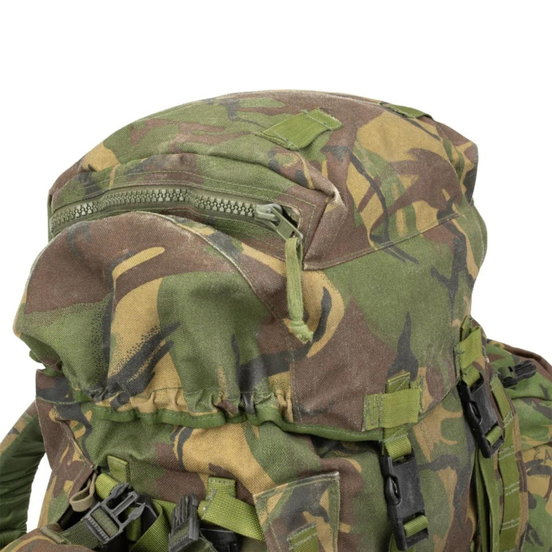 Original British Military tactical backpack woodland camo 90 liters side pockets Cordura nylon