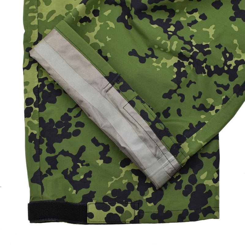 Original Danish Military camo M84 rain pants waterproof elasticated trousers hook and loop adjustable ankles