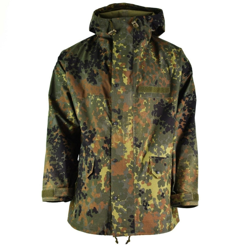 Original German army field Jacket GoreTex Flecktarn waterproof wet weather rain gear parka