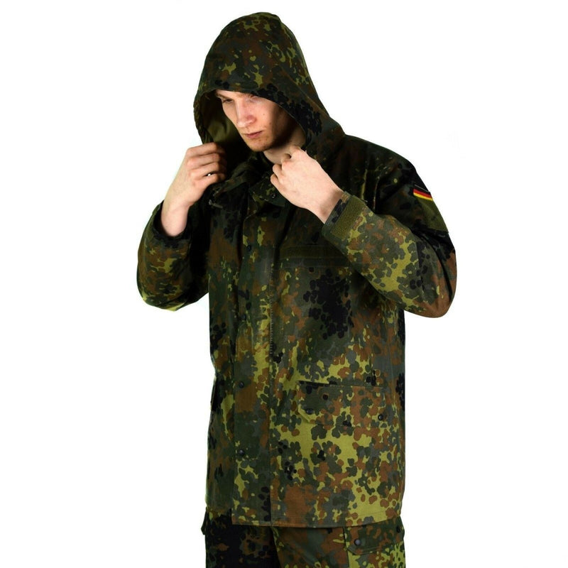 Original German army field Jacket Gore-Tex Flecktarn waterproof rain gear parka adjustable hood